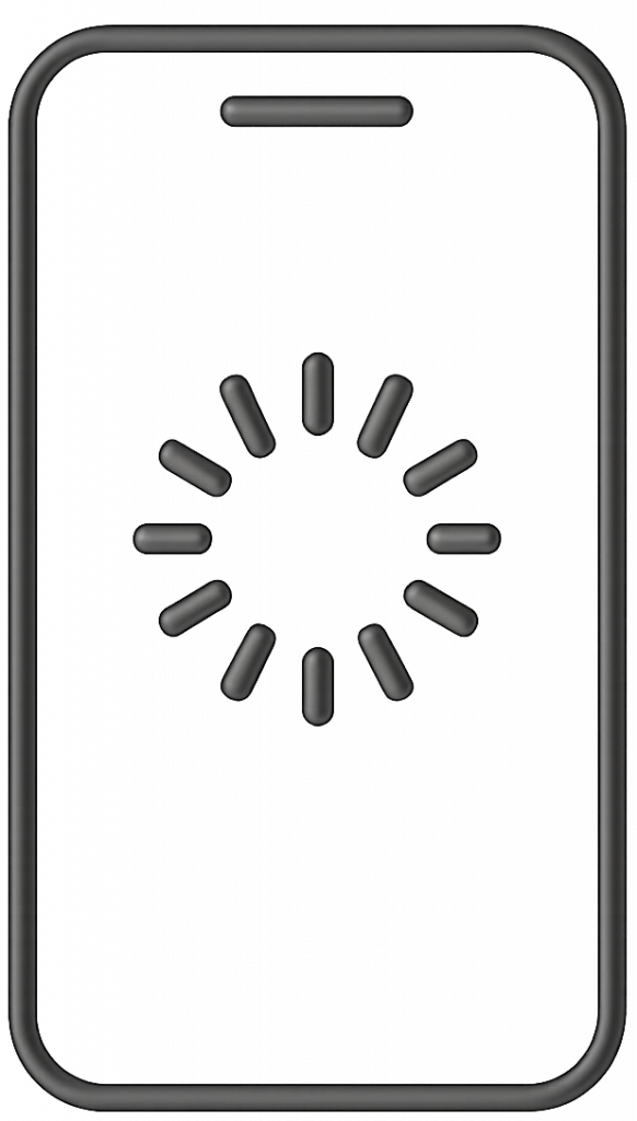 Smartphone illustration showing buffering spinner representing poor indoor cell signal